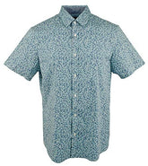 Men's Floral Trim Stretch Button Front Short Sleeve Shirt-W-S
